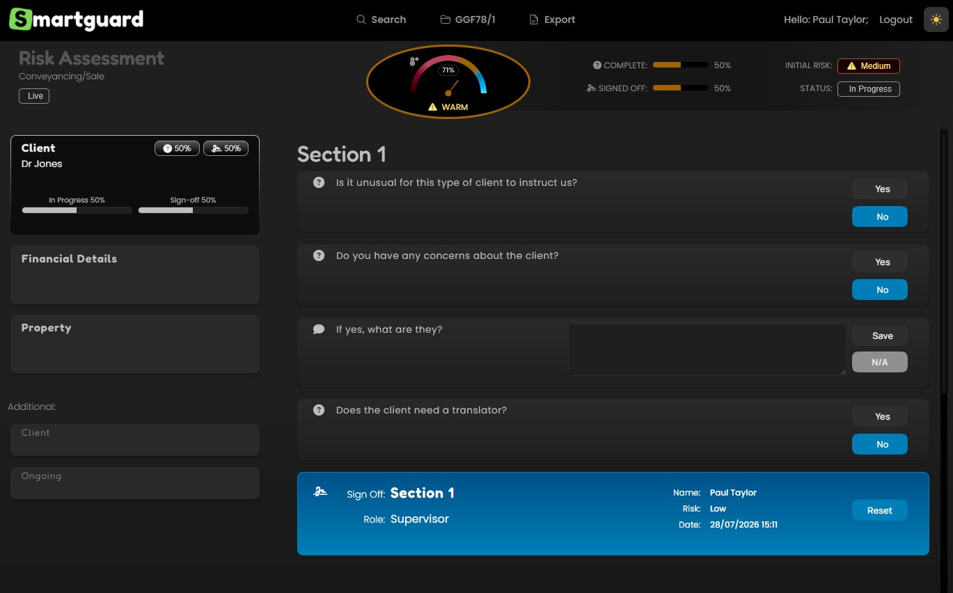 Smartguard questionnaire preview